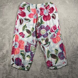 Jams World Pants Womens Large Gray Claw Flower Rayon Floral Elastic Waist